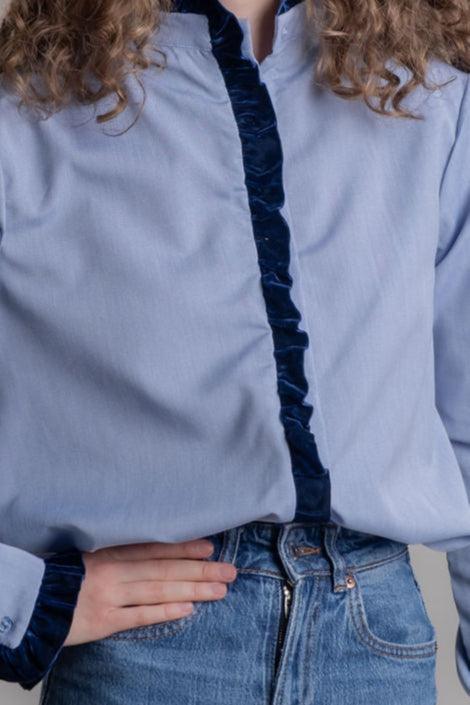 Blusa Lucía Terciopelo Azul