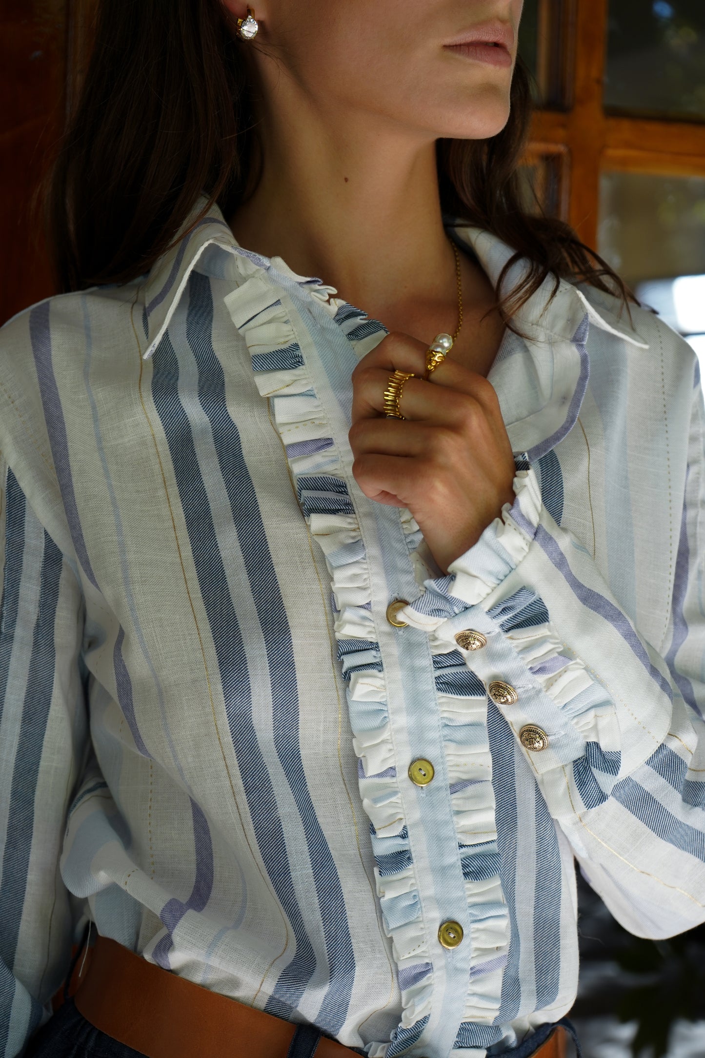 Blusa Elena Líneas Azul