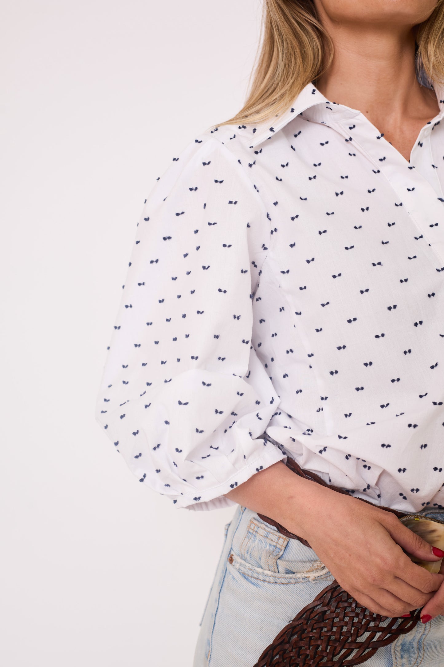 Blusa Sara Blanca/Azul