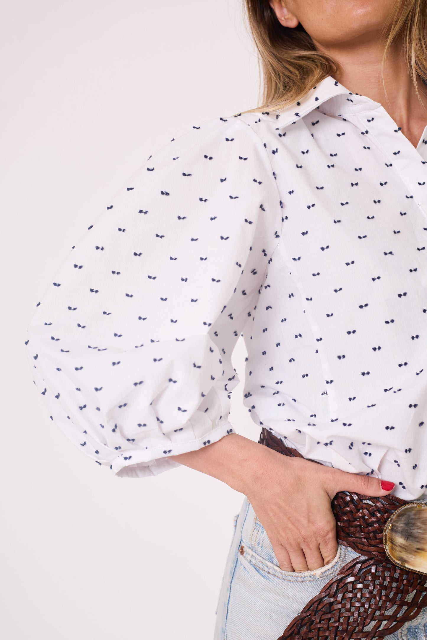 Blusa Sara Blanca/Azul