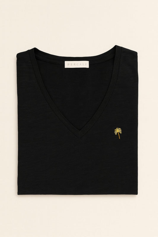 Polera Victoria Negra Bordado Dorado