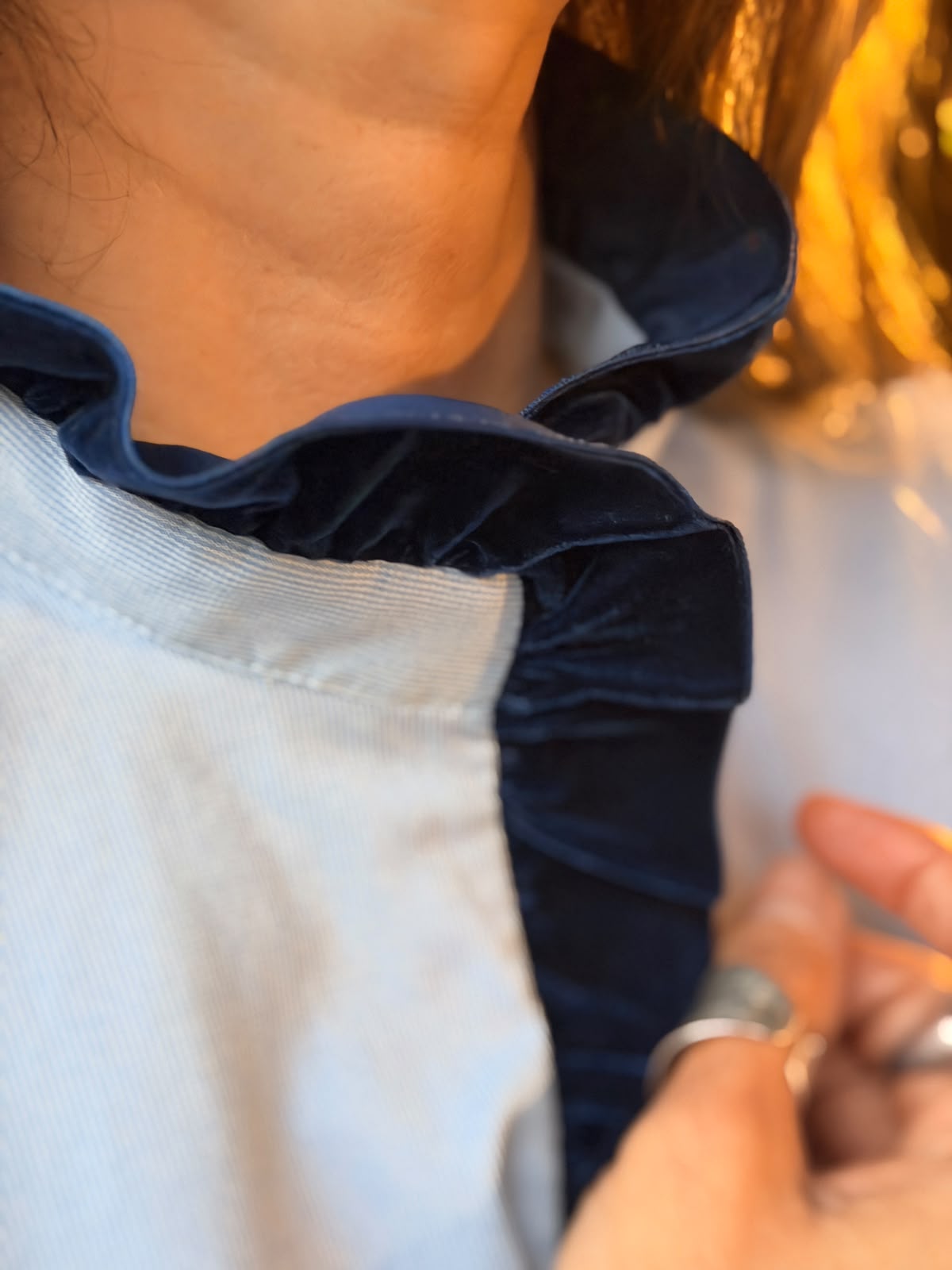 Blusa Lucía Terciopelo Azul